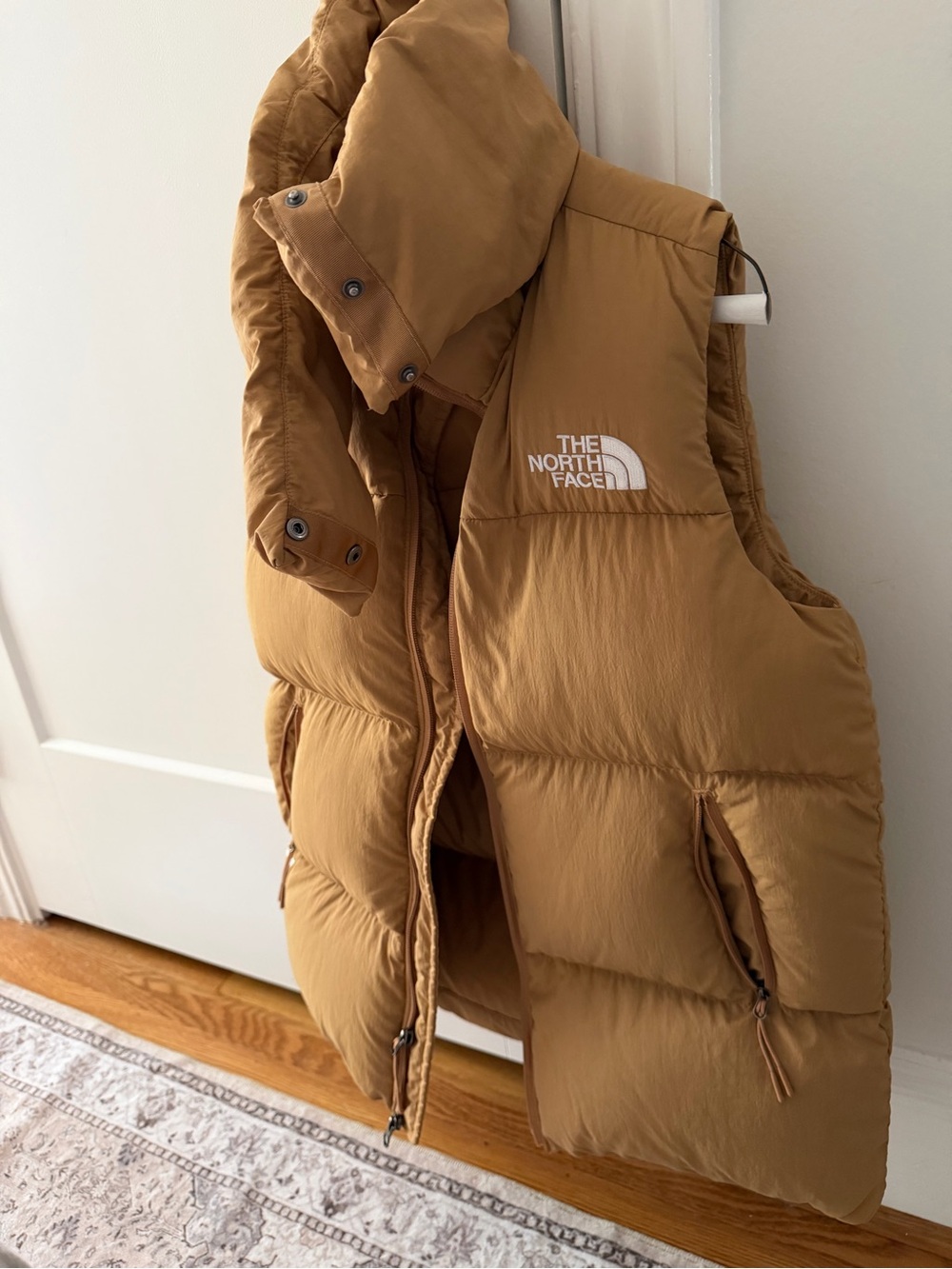 The North Face Quilted Down Vest in Camel